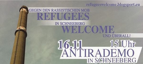 Bild um Aufruf zur Gegendemo am 16.11. in Schneeberg